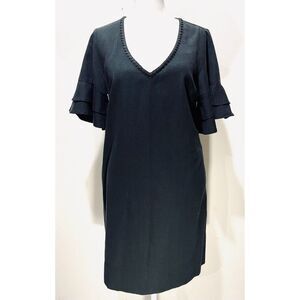Tommy Bahama dress shift black flare ruffle sleeve business casual women's XS